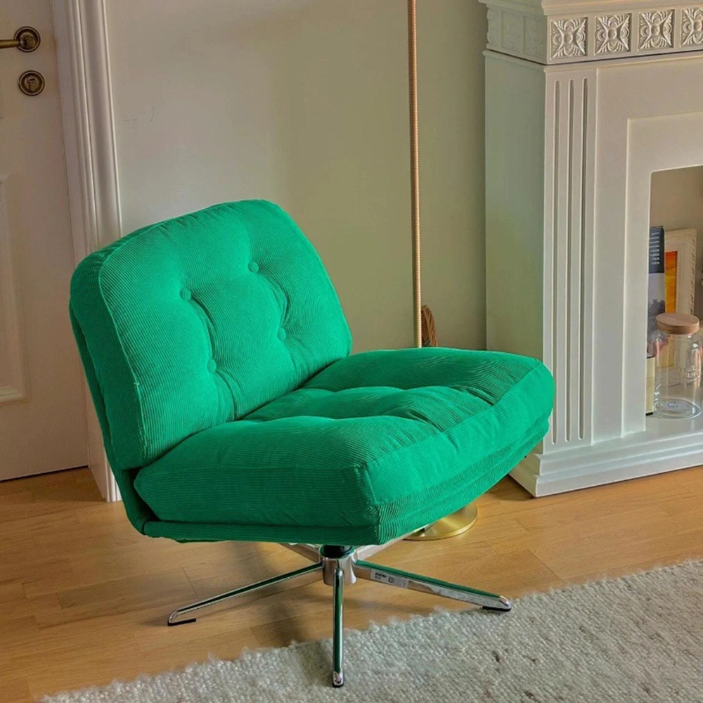 360° Swivel Chair Soft Ergonomic Backrest Lazy Couch Chairs Armless Accent Chair