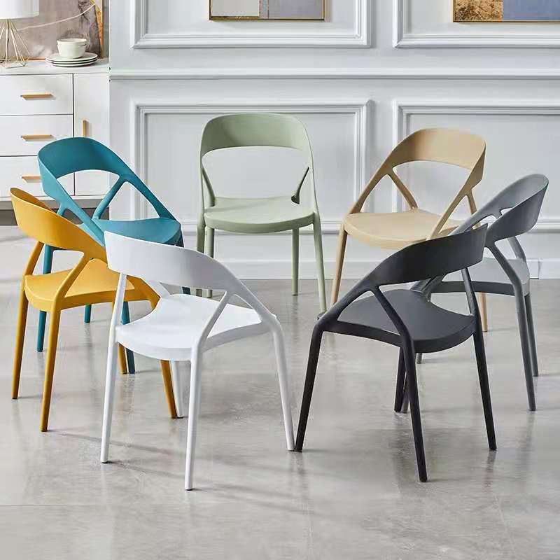 New Design High Back Armrest Plastic Dining Chair Design