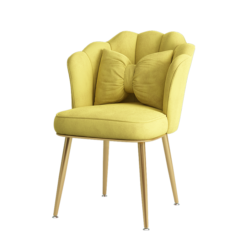 Modern Yellow Velvet French Nordic Dining Room Chairs with Metal Legs Wholesale Hot Sell Luxury Home Furniture 
