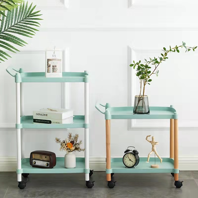 Modern Plastic 3 Tier Storage Racks Home Kitchen Removable Toilet Racks With Rolling Wheels