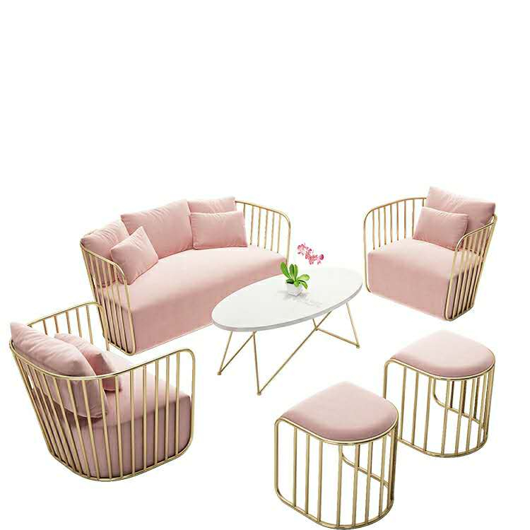 Modern Nordic Iron Art Small Sofa Simple Velvet Fabric Upholstered Living Room Sofa Set