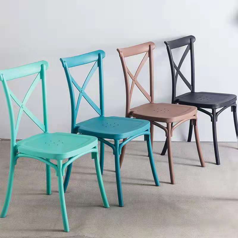 White Plastic Stackable Cross Back Dining Chairs Event Chairs