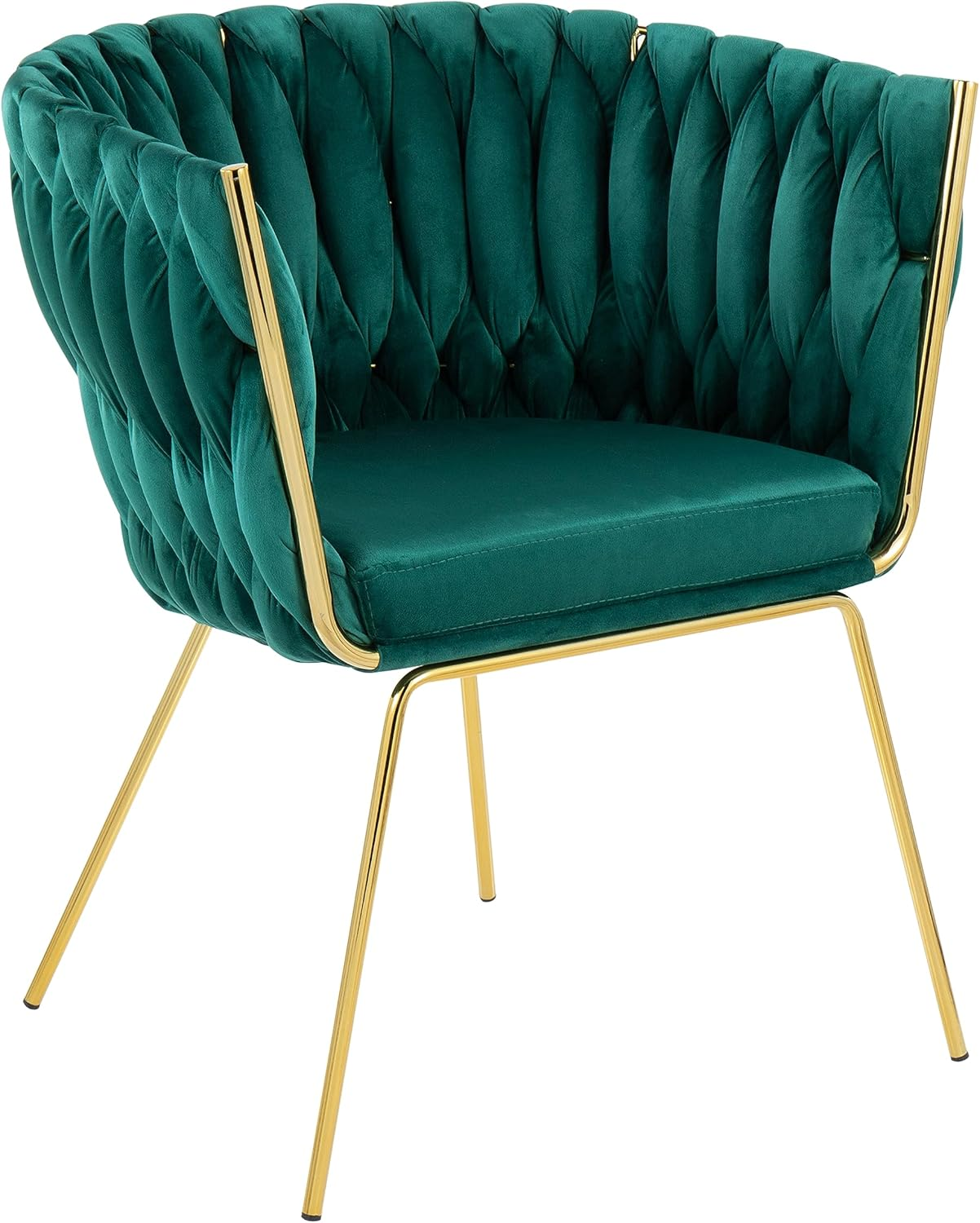 Modern Velvet Dining Chairs With Gold Metal Legs Stylish Woven Upholstered Seats