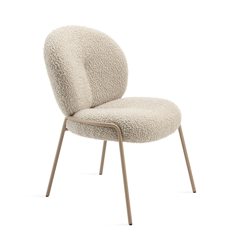  Modern Nordic Fashion Luxury Dining Chair Teddy Velvet Metal Frame Dining Chairs Home Furniture Fabric Velvet Material