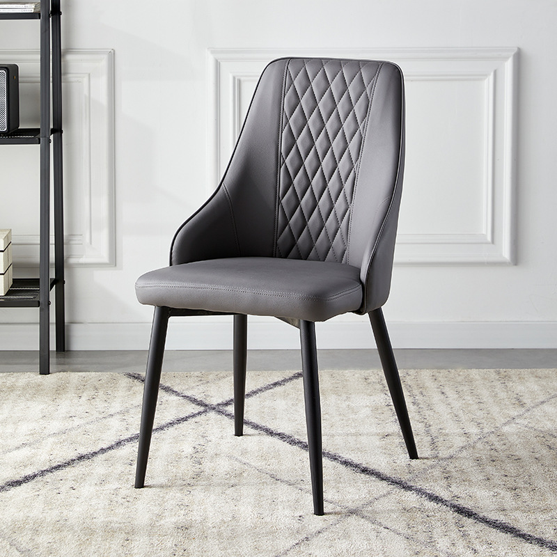 Nordic Modern High Back Comfortable Restaurant Hotel Dining Chair Leather Metal Legs Dining Chairs