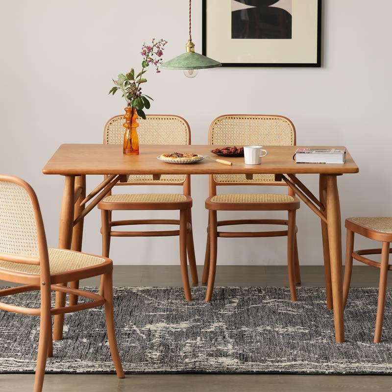 Bestselling Nordic Modern Black Brown Natural Wood Dining Arm Chair Rattan Chair