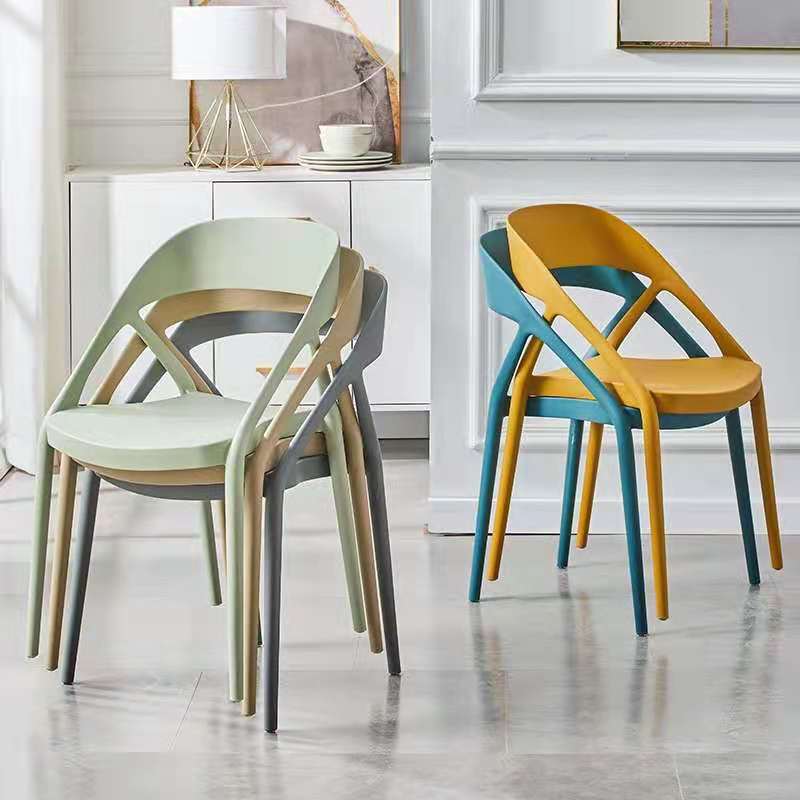 New Design High Back Armrest Plastic Dining Chair Design
