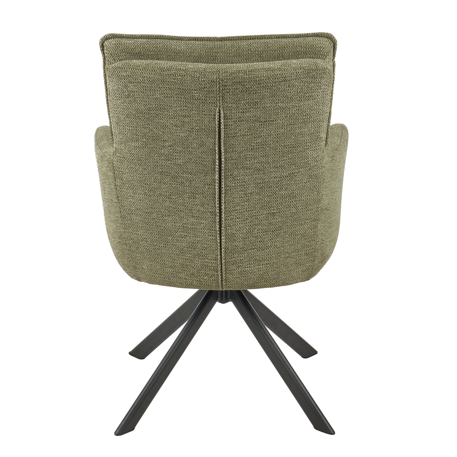Dining Room Swivel Chairs with Black Metal Frame Green Comfortable Chairs 