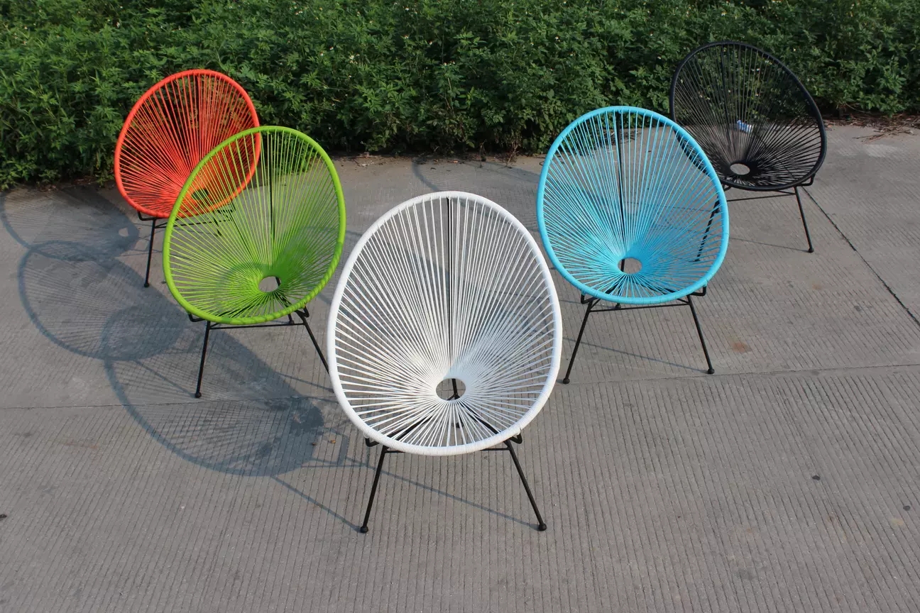 Outdoor Garden Leisure Steel Frame Rattan Bistro Acapulco Chair Egg Shaped Wicker Nest Chairs