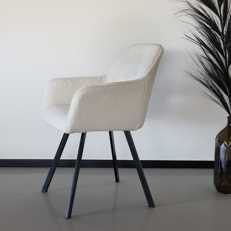 Modern Restaurant Dining Chair Upholstered Dining Chair Leisure Accent Armchair Comfortable Lambswool Fabric Home Furniture