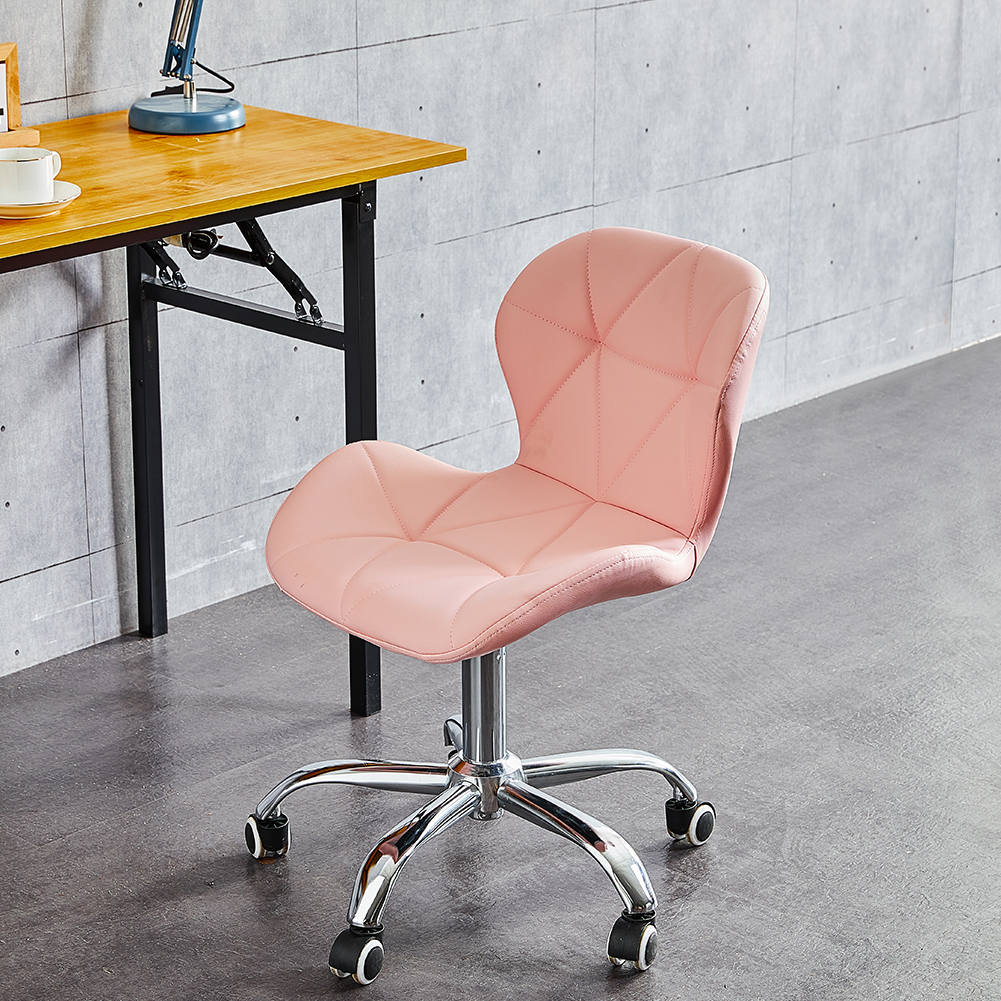High Quality Ajustable Pink Office Chair Leather Seat Metal Frame Swivel Chair