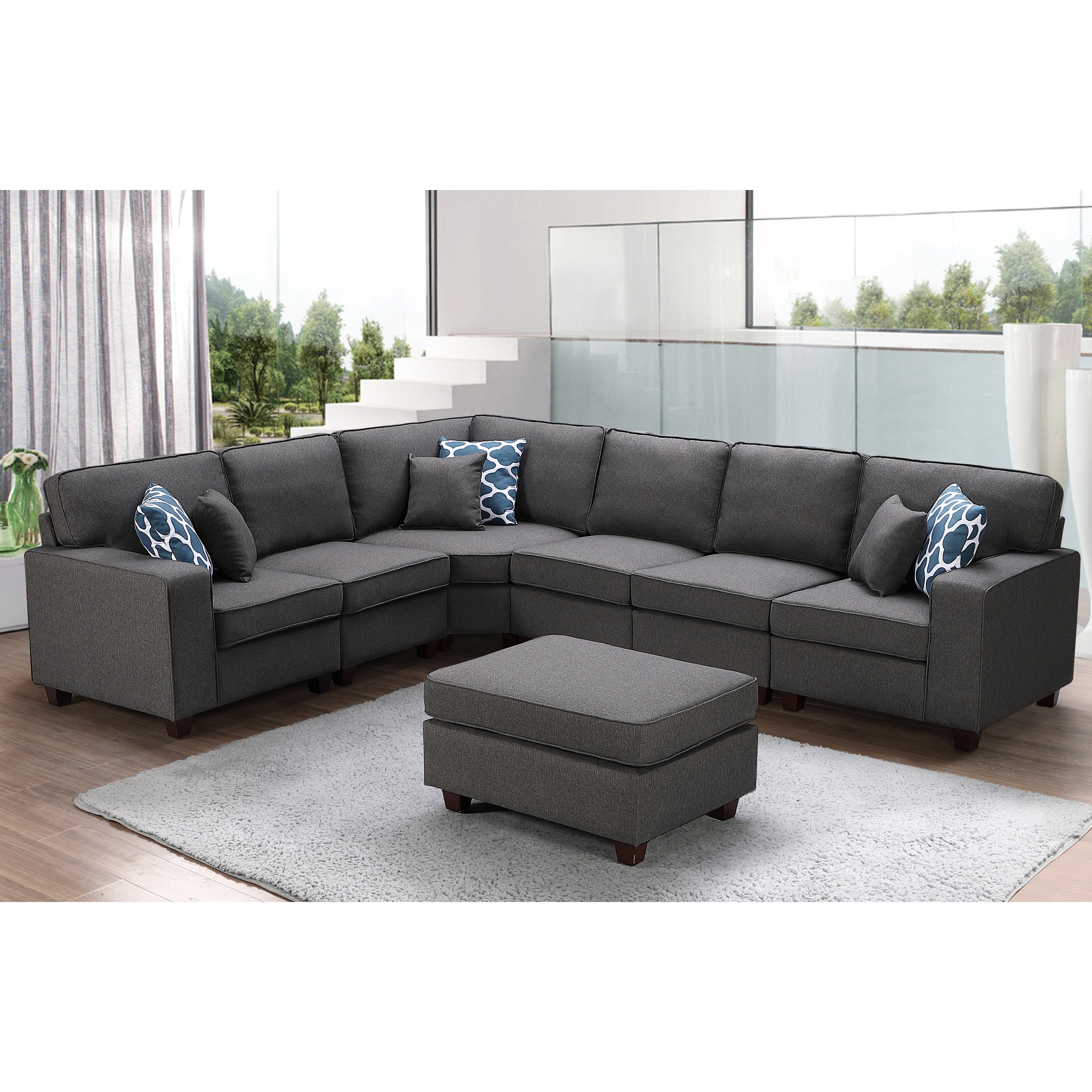 Modern Italian Design Living Room Furniture Modular Sofa Group Fabric Farmstyle Sofa Corner