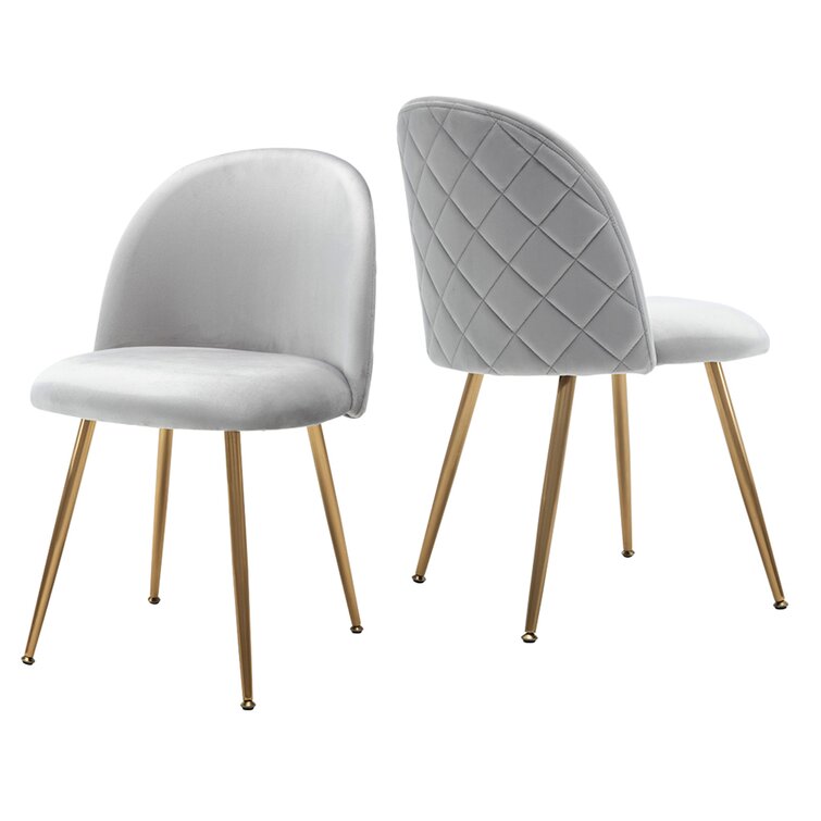 Modern Restaurant Room Club Chair Luxury Curved Low Back Grey Velvet Dining Chair