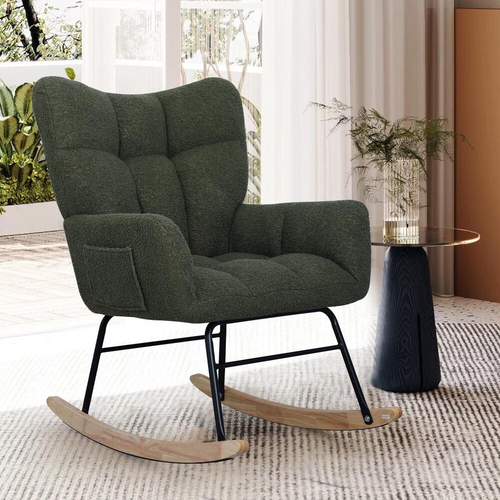 Teddy Fabric Rocker Armchair Accent Chairs Upholstered Rocking Chair