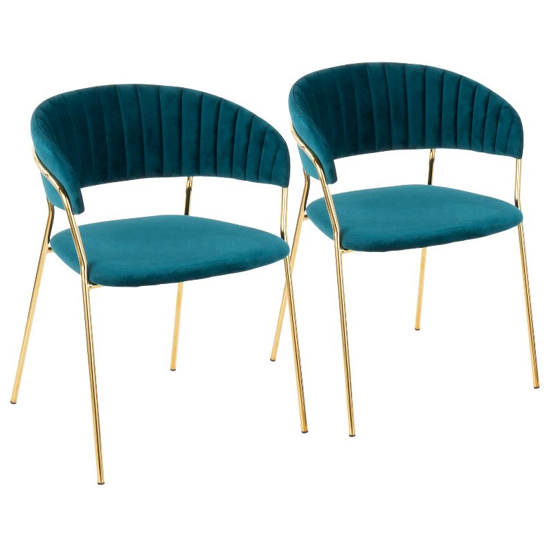  Luxury Modern Design Velvet Fabric Dining Chairs Home Furniture Golden Frame Dining Chairs