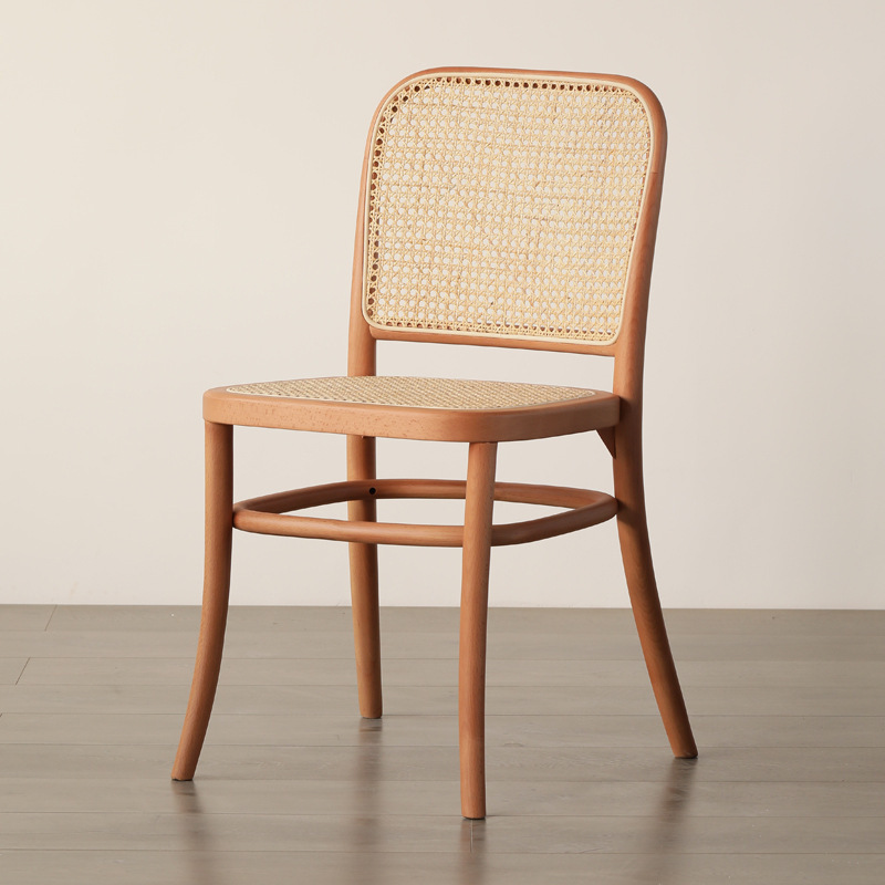 Bestselling Nordic Modern Black Brown Natural Wood Dining Arm Chair Rattan Chair