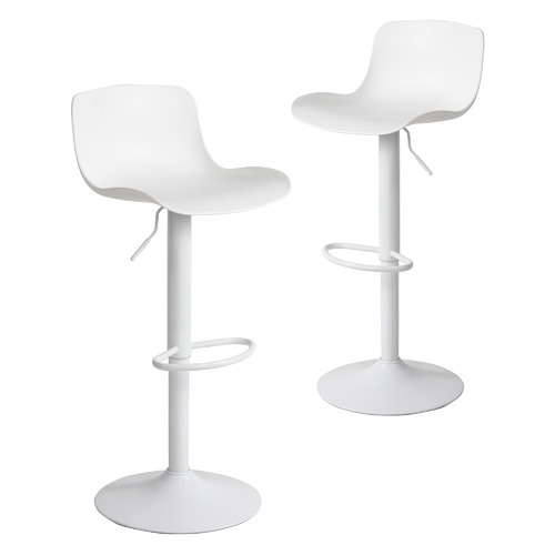 Modern White Plastic Kitchen Counter Height Bar Stools Metal Base Swivel Chairs for Bars