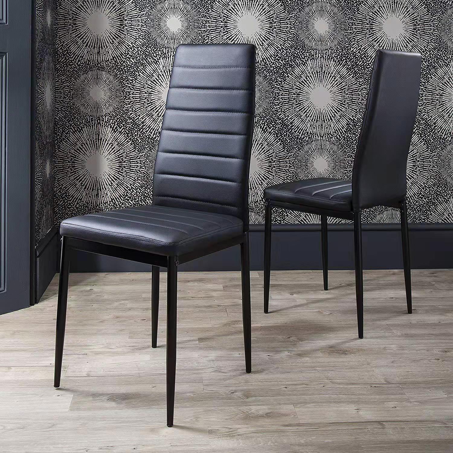 Modern Luxury Design Imported Dining Chairs Chromed Legs High Back Leather Dining Chair