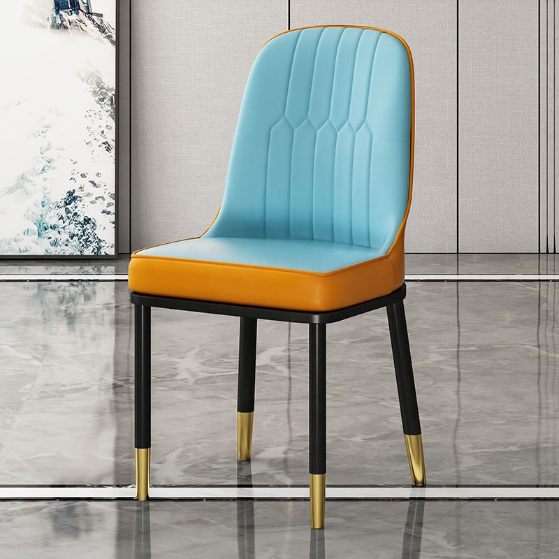 Modern Style Dining Room Restaurant Furniture Upholstered Chairs PU Leather Dining Chairs Modern With Metal Frame