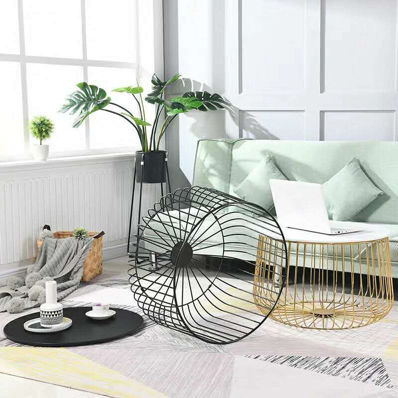 Nordic Living Room Furniture Design Tea End Coffee Table Simple Round Furniture Table Metal Wire Table