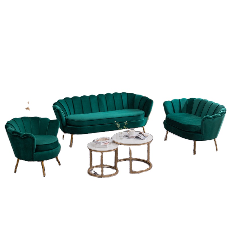 Modern Living Room Furniture Two Seats High Quality Leisure Chair Green Velvet Sofas