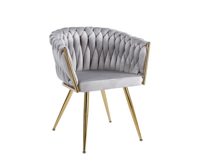 Modern Velvet Dining Chairs With Gold Metal Legs Stylish Woven Upholstered Seats