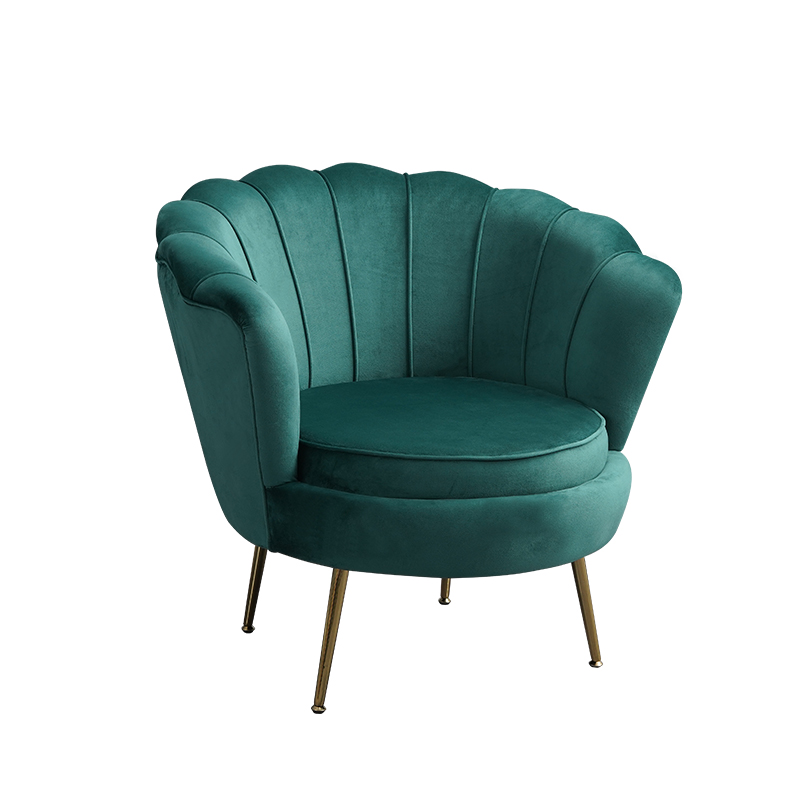 Popular Velvet Fabric Upholstered Modern Metal Recliner Petal Couch Sofa