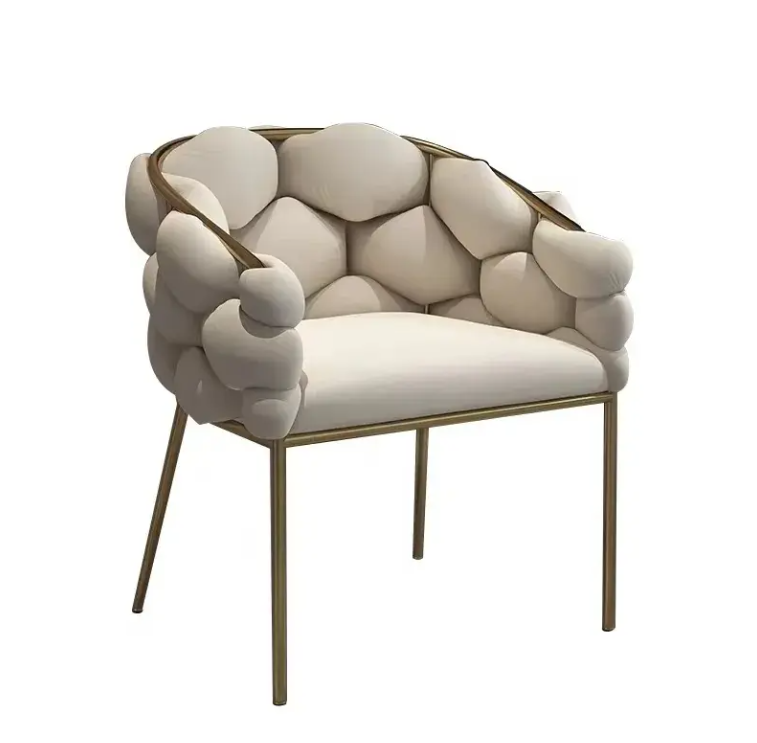 Modern Colorful Velvet Interior Decoration Restaurant Dining Chair Golden Metal Leg With Solid Back Foam Cushion Seat