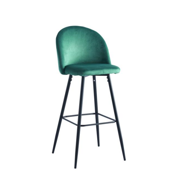  Modern Fashion Kitchen Restaurant Bar Stools Velvet Bar Stool Chair With Metal Legs