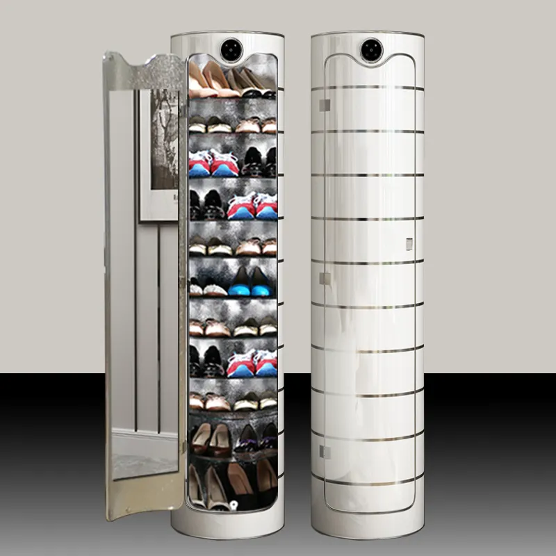Rotatable Shoe Cabinet Hot Selling PVC Shoe Rack with Mirror and Deodorization Function