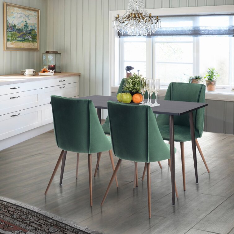 Home Furniture Kitchen Hotel Upholstered Soft High Back Velvet Fabric Dining Chair With Heat Transfer Legs