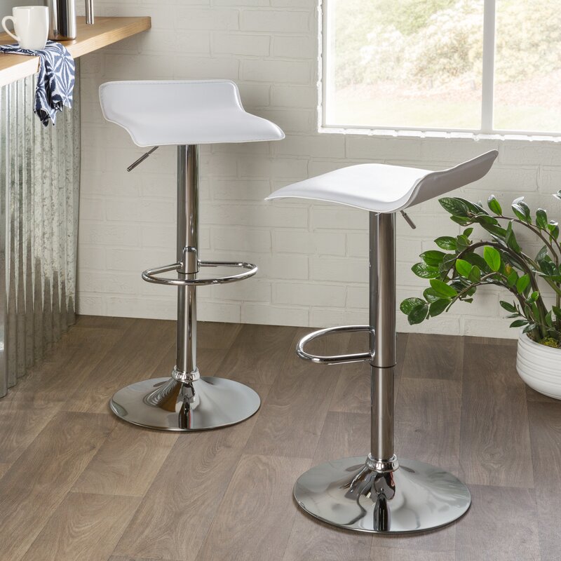Grey White Leather Swivel Bar Stools Footrest Iron Base Height Adjustable Bar Stool