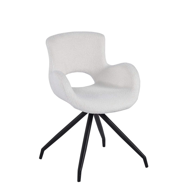Newest Luxury White Lambs Wool Design Upholstered Dining Chair Gold Leg Verified Modern Dining Room Chair