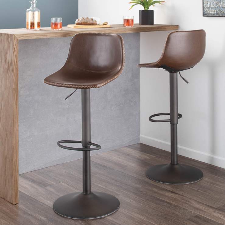 Modern Stylish Metal Frame Bar Stool Chair Adjustable Leather Bar Stools for Kitchen