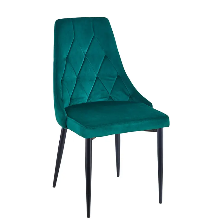 Modern Black Fabric Velvet Interior Decoration Restaurant Dining Chair With Solid Back Foam Cushion Seat