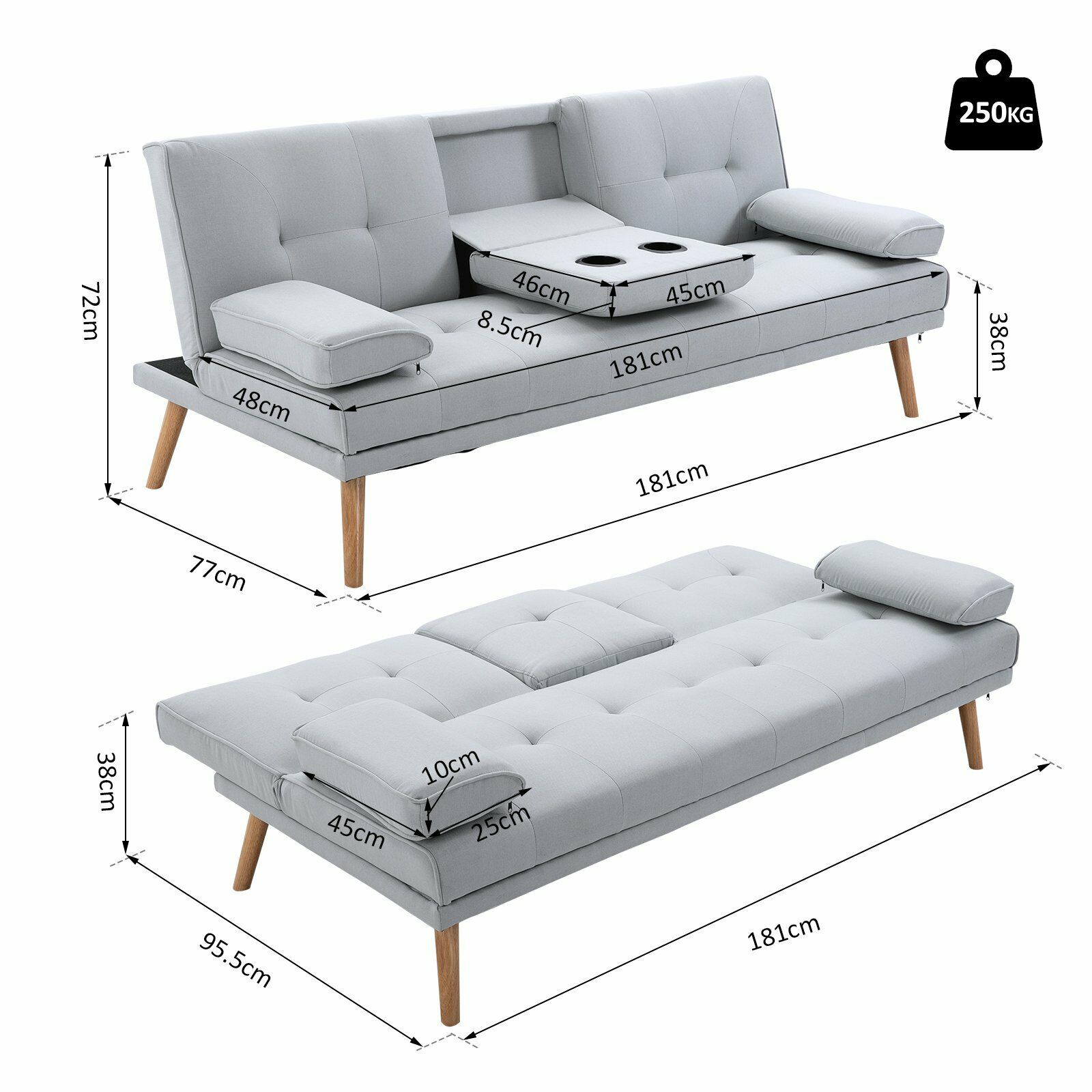 High Quality Comfortable Leather Sofa Bed for Livingroom