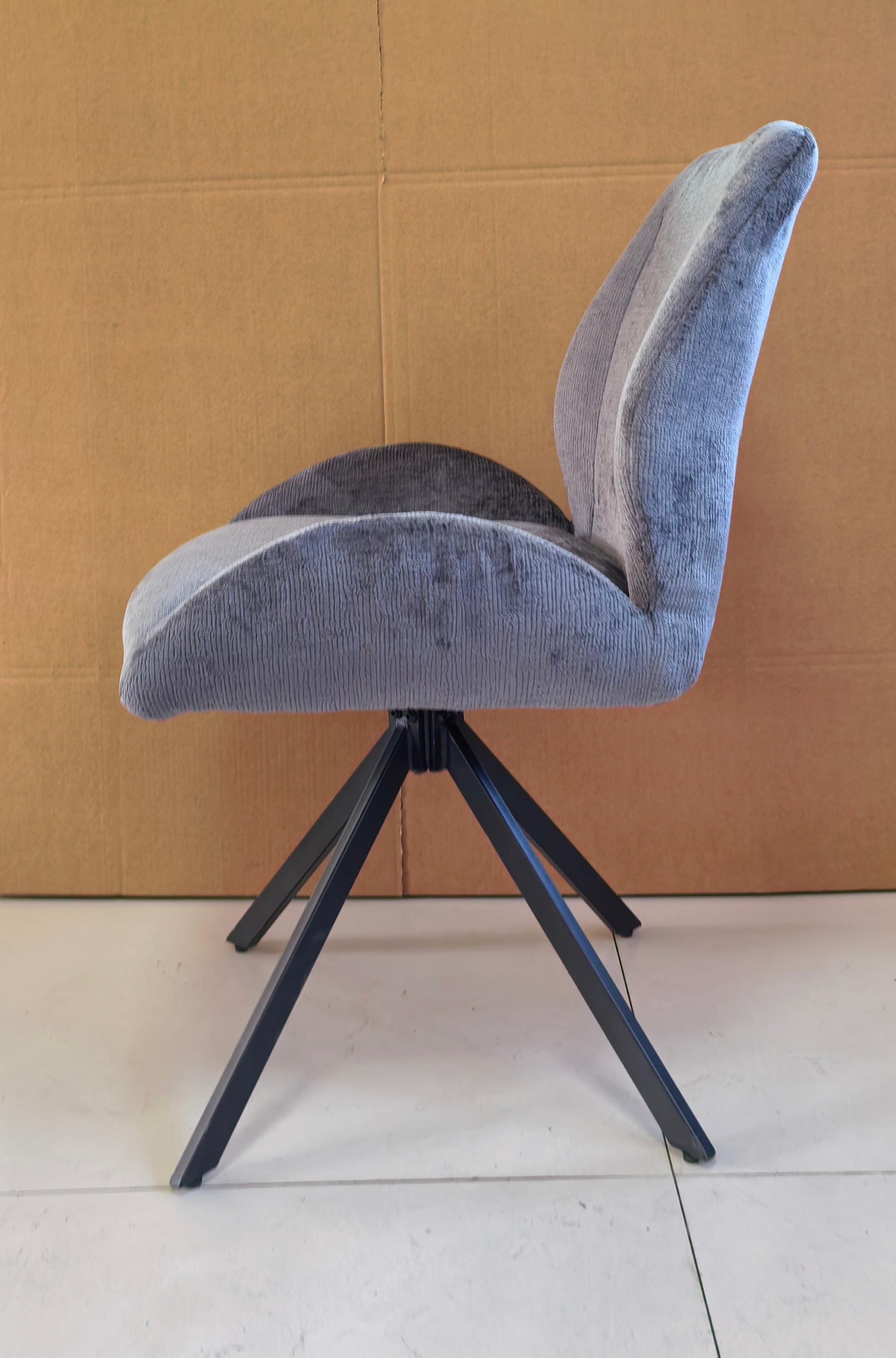  Nordic Modern Luxury Upholstered Room Chair Popular Design Fabric Dining Room Chairs With Black Metal Legs