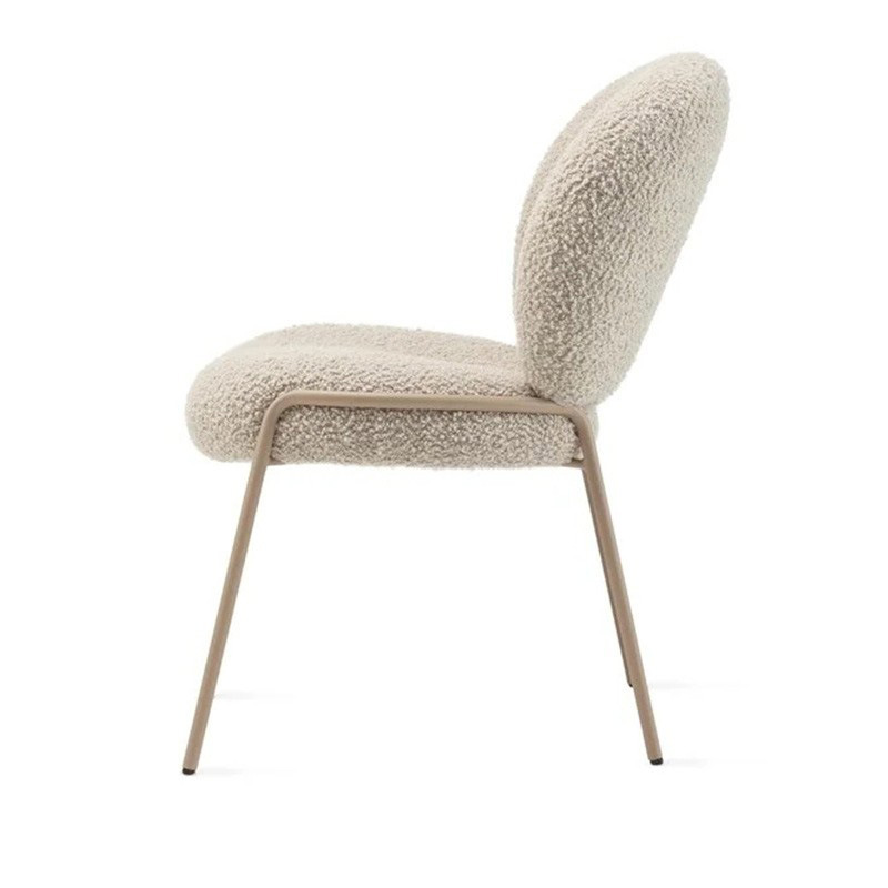  Modern Nordic Fashion Luxury Dining Chair Teddy Velvet Metal Frame Dining Chairs Home Furniture Fabric Velvet Material