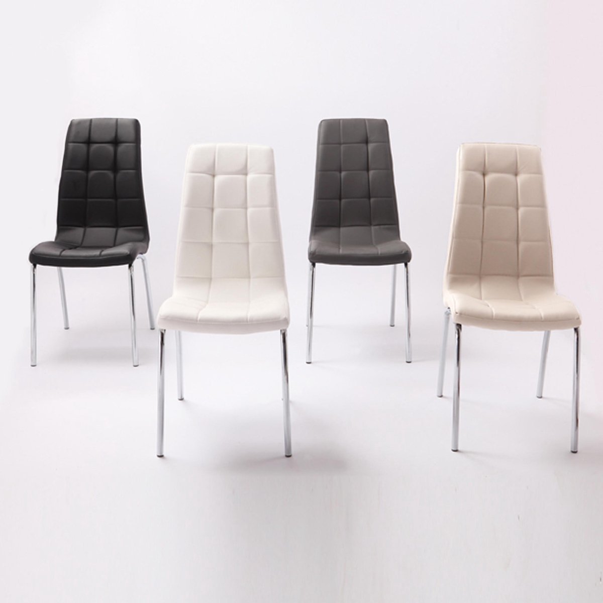 High Quality Restaurant Modern Living Room Chairs PU Leather Cover Stainless Leg Dining Chairs