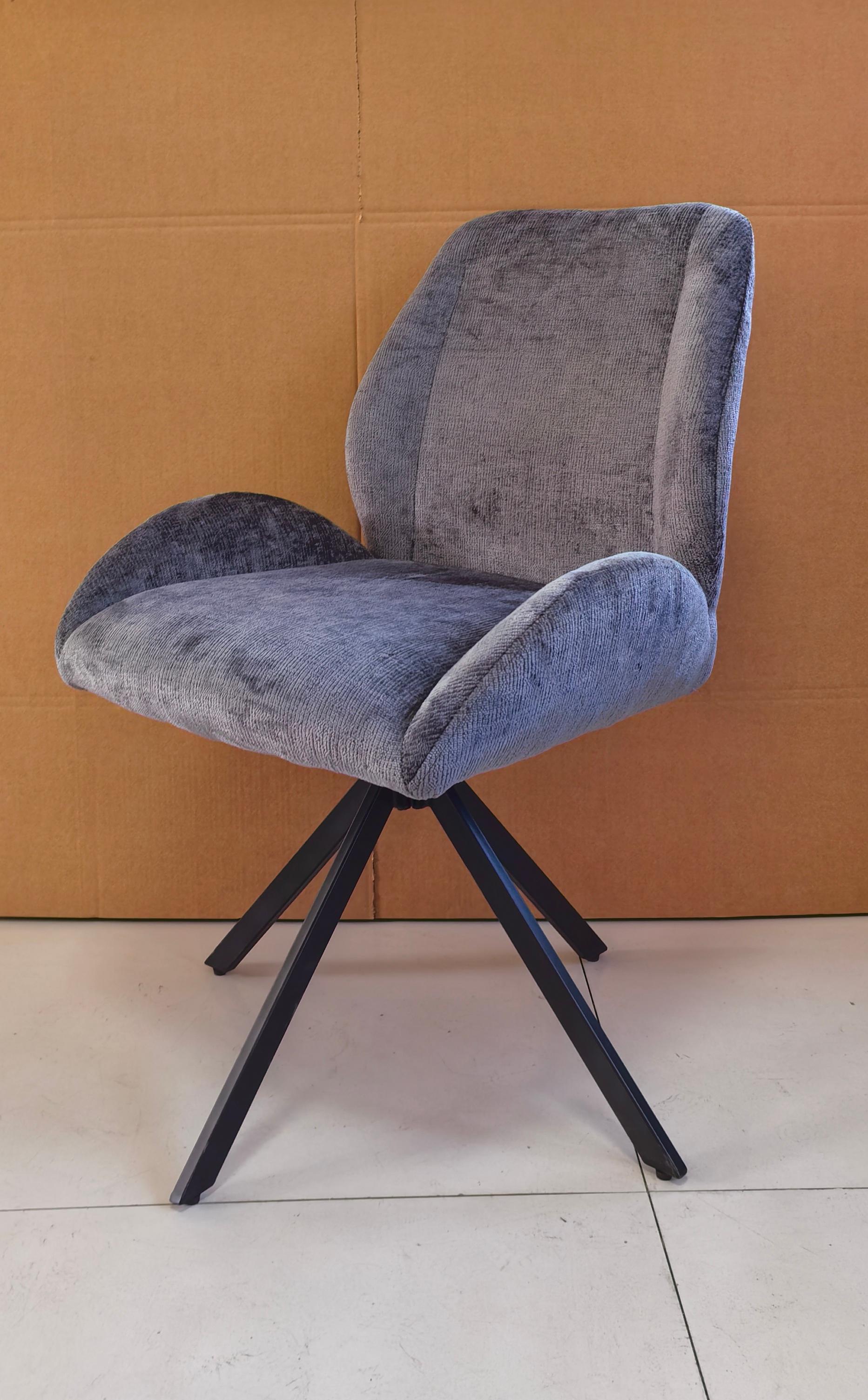  Nordic Modern Luxury Upholstered Room Chair Popular Design Fabric Dining Room Chairs With Black Metal Legs