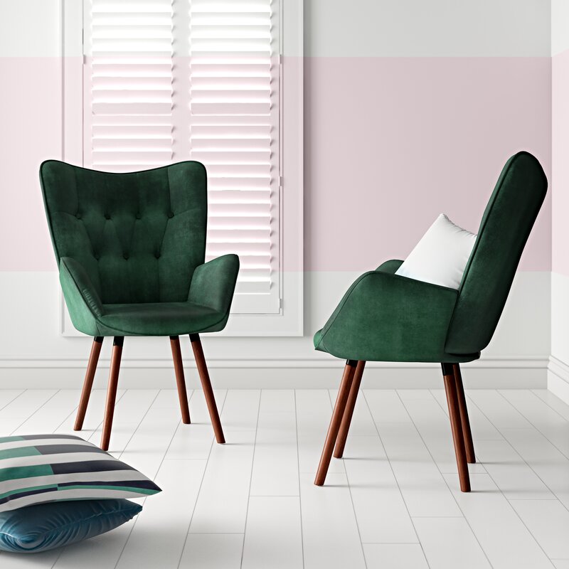 Hot Modern Nordic Style Leisure Time Massage Armchair Wing Backrest Living Room Velvet Chair