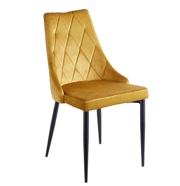Modern Black Fabric Velvet Interior Decoration Restaurant Dining Chair With Solid Back Foam Cushion Seat