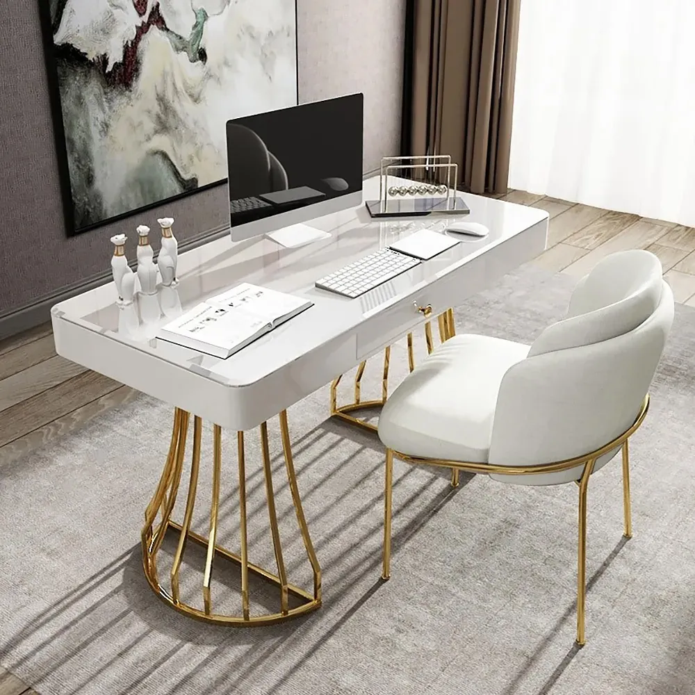  Modern Upholstered Dining Chairs Indoor Home Furniture Metal Frame Cream Velvet Dining Chair
