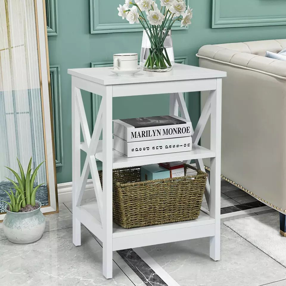 High Quality Nordic Wooden Bedside Table White Nightstand Modern End Side Tables Night Stand