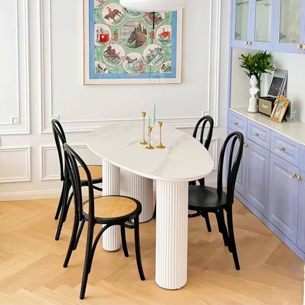 French Classic Style Wooden Stable Dining Room Chairs Contemporary Rattan Dining Chair