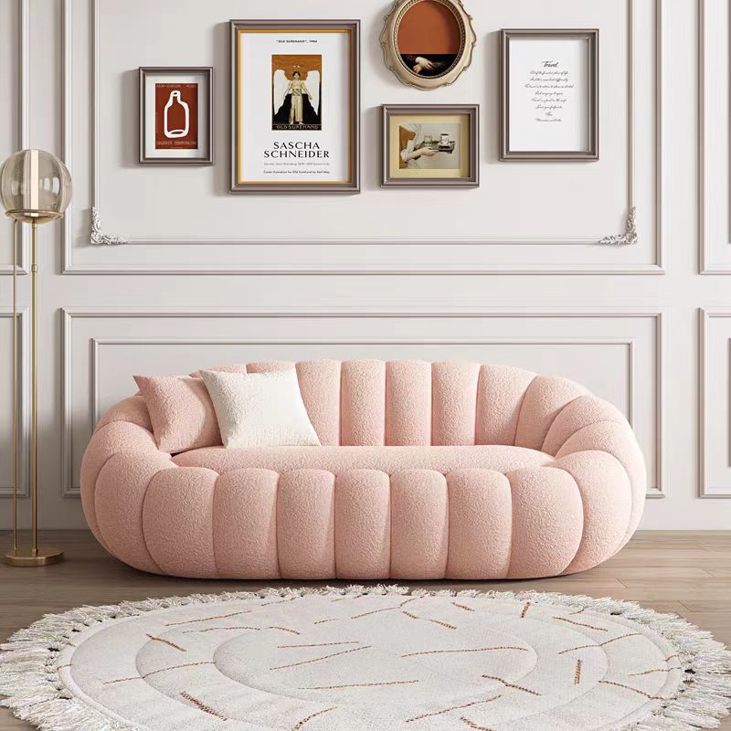 modern living room sofa White velvet fabric pumpkin sofa