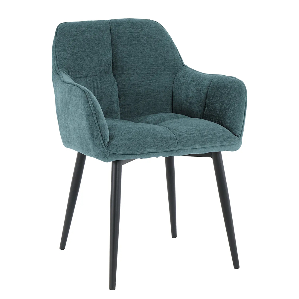 Modern Dining Room Furniture Linen Chairs Green Dining Chair with Metal Legs