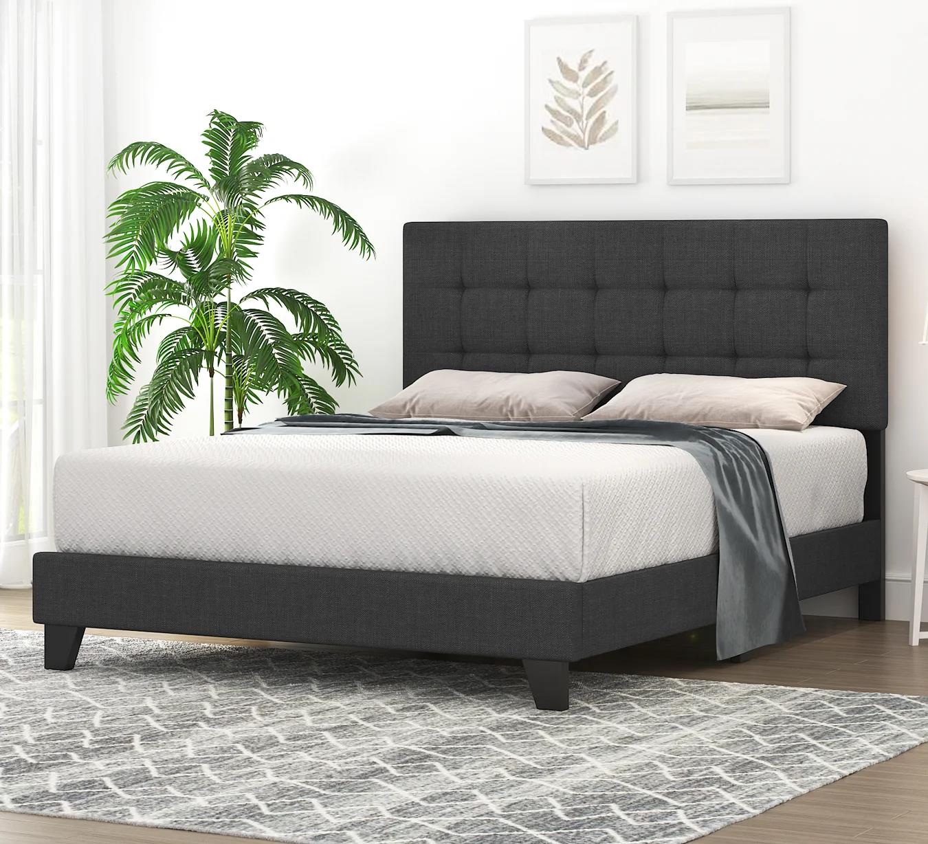 Modern Double Simple Upholstered Bed Custom Wooden Furniture Bed Fabric Bed Room Furniture Set