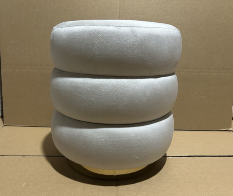 High Quality Modern Stools Small Round Ottoman Stool Pouf with White Teddy