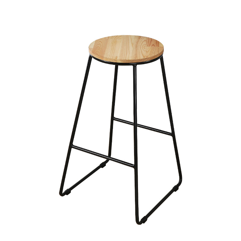 Nordic Modern Wood Seat Bar Stool Chairs Custom High Quality Metal Leg Restaurant Bar Stools